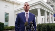 House Republican leader Kevin McCarthy speaks to reporters following a meeting with US President Joe Biden and other congressional leaders at the White House in Washington, US, November 29, 2022. REUTERS/Kevin Lamarque