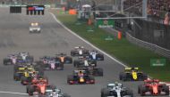 This file photo taken on April 14, 2019 shows drivers setting off at the start of the Formula One Chinese Grand Prix in Shanghai. Photo by Greg Baker / AFP