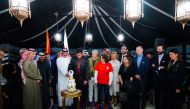 Ambassador of Qatar to Albania H E Ali bin Hamad Al Marri with guests at an event in connection with the World Cup in Tirana, Albania. 