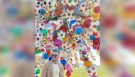 David Beckham exploring the art installation “Come Together” by the South Korean artist Choi Jeong Hwa inside the Education City.