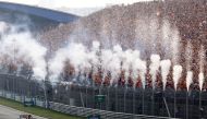September 4, 2022 Red Bull's Max Verstappen after crossing the line to win the Dutch Grand Prix REUTERS/Yves Herman
