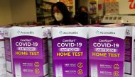 Covid-19 home test kits are pictured in a store window during the coronavirus disease (Covid-19) pandemic in the Manhattan borough of New York City, New York, US, January 19, 2022. (REUTERS/Carlo Allegri)