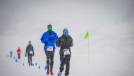 Runners participate in the Antarctic Ice Marathon, in Union Glacier, Antarctica, December 14, 2022. (Mark Conlon/Antarctic Ice Marathon/Handout via REUTERS)