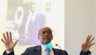 File photo: South African billionaire Patrice Motsepe during a media briefing as he delivers his CAF Presidency strategy ahead of the upcoming CAF Presidential elections, in Sandton, South Africa, February 25, 2021. (REUTERS/ Siphiwe Sibeko)