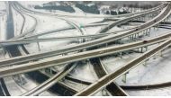 Vehicles move along a highway in Louisville, Kentucky, under freezing temperatures on December 23, 2022. (Photo by Leandro Lozada / AFP)