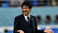 This file photo taken on December 1, 2022 shows Japan's coach Hajime Moriyasu reacting during the Qatar 2022 World Cup Group E football match between Japan and Spain at the Khalifa International Stadium in Doha. Photo by JAVIER SORIANO / AFP