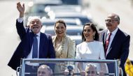 Brazil's President elect Luiz Inacio Lula da Silva waves to supporters on the day of his swearing-in ceremony, in Brasilia, Brazil, on January 1, 2023. REUTERS/Ueslei Marcelino