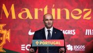 Portugal's new head coach, Spanish Roberto Martinez speaks during a press conference upon his official presentation at the Cidade do Futebol in Oeiras, on January 9, 2023. (Photo by CARLOS COSTA / AFP)