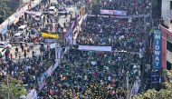 Bangladesh Nationalist Party (BNP) activists gather during an anti-government rally in Dhaka on January 11, 2023. (Photo by Munir uz zaman / AFP)