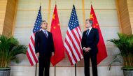 In this file photo taken on July 8, 2022, US Secretary of State Antony Blinken (right) and China's Foreign Minister Wang Yi attend a meeting in Nusa Dua on the Indonesian resort island of Bali. (Photo by Stefani Reynolds / POOL / AFP)