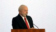 Brazil's President Luiz Inacio Lula da Silva, speaks after signing a bill recognising community health agents and agents fighting endemic diseases as health professionals, with regulated professions, at an event at the Palacio do Planalto, in Brasilia, on January 20, 2023. (Photo by DOUGLAS MAGNO / AFP)