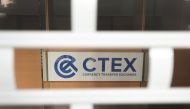 A view shows a logo of Lebanese money exchanger Hassan Moukalled's company CTEX on the exterior of the company, in Beirut, Lebanon January 26, 2023. (REUTERS/Aziz Taher)
