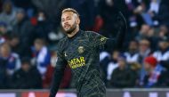 PSG's Brazilian forward Neymar celebrates after scoring the opening goal during the French L1 football match against Stade de Reims at the Parc des Princes stadium in Paris on January 29, 2023. (Photo by Geoffroy Van Der Hasselt / AFP)
