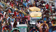 Vehicles are stuck in traffic in the afternoon in Dhaka, Bangladesh, June 8, 2022. File Photo: REUTERS/Mohammad Ponir Hossain

