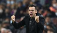 FC Barcelona coach Xavi reacts during the La Liga match against Espanyol at Camp Nou, Barcelona, Spain on November 20, 2021.  File photo / Reuters
