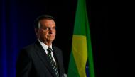 Former Brazilian President Jair Bolsonaro speaks during a 