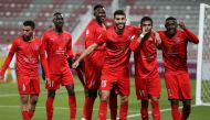 Al Duhail players celebrate after Sultan Al Brake's goal yesterday. PIC: Mohammed Farag   