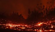 View of a fire in Puren, Araucania region, Chile on February 4, 2023. Photo by JAVIER TORRES / AFP