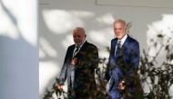 US President Joe Biden and Brazilian President Luiz Inacio Lula da Silva walk to the Oval Office for a meetinig at the White House in Washington, DC, on February 10, 2023. (Photo by Alex Brandon / POOL / AFP)