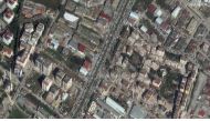 This handout satellite image courtesy of Maxar Technologies shows collapsed buildings in Antakya, Turkey on February 9, 2023. (Photo by Satellite image 2023 Maxar Technologies / AFP) 