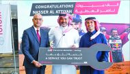 Dakar Rally Champion Nasser Al Attiyaha  rewarded by officials of Abdullah Abdulghani & Bros. Co. (AAB), AAB at the reception ceremony.