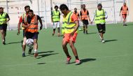 Action during the final of the Workers Football Tournament organised by Galfar Al Misnad Engg. & Contg. WLL.
