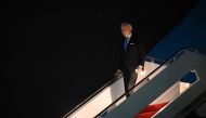 US President Joe Biden steps off Air Force One upon arrival at Joint Base Andrews in Maryland on February 22, 2023. - Biden is returning to the White House following a surprise visit to Kyiv, Ukraine, and a three day trip to Warsaw, Poland. (Photo by Mandel NGAN / AFP)