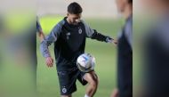 Al Sadd’s Hassan Al Haydos during a training session yesterday. 