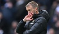 Chelsea's English head coach Graham Potter looks on during the English Premier League football match between Tottenham Hotspur and Chelsea at Tottenham Hotspur Stadium in London, on February 26, 2023. (Photo by JUSTIN TALLIS / AFP) 
