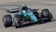 Aston Martin's Spanish driver Fernando Alonso drives during the third practice session of the Bahrain Formula One Grand Prix at the Bahrain International Circuit in Sakhir on March 4, 2023. (Photo by Giuseppe CACACE / AFP)