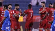 Al Duhail players celebrate after beating Al Kharaitiyat yesterday.