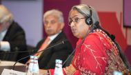 Minister for Education from Bangladesh Dipu Moni speaking at Education Above All’s panel discussion on inclusion and gender equality, yesterday. 
