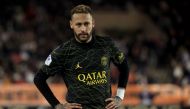In this file photo taken on February 11, 2023, Paris Saint-Germain's Brazilian forward Neymar reacts during the French L1 football match between Monaco and Paris Saint-Germain (PSG) at the Louis II stadium in Monaco. (Photo by Valery Hache / AFP)