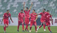 Al Shahania players celebrate after defeating Al Wakrah in the shootout. Pics: Mohammed Farag