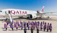  Female employees of Qatar Airways Cargo during the International Women’s Day celebrations.