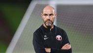 In this file photo taken on November 28, 2022, Qatar's Spanish coach Felix Sanchez looks on during a training session at the Aspire Zone Training Site in Doha, on the eve of the Qatar 2022 World Cup football match between Netherlands and Qatar. Photo by KARIM JAAFAR / AFP
