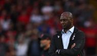 In this file photo taken on August 15, 2022 Crystal Palace's French manager Patrick Vieira reacts during the English Premier League football match between Liverpool and Crystal Palace at Anfield stadium, in Liverpool, northwest England. Photo by Paul ELLIS / AFP