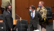 File photo: Former Minneapolis police officer Derek Chauvin is led away in handcuffs past his defense attorney Eric Nelson after a jury found him guilty of all charges in his trial for second-degree murder, third-degree murder and second-degree manslaughter.