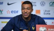 France's forward Kylian Mbappe gives a press conference at Stade de France in Saint-Denis, north of Paris on March 23, 2023, on the eve of the UEFA Euro 2024 football tournament qualifier match between France and Netherlands. Photo by FRANCK FIFE / AFP