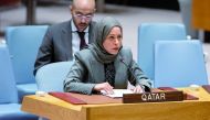 Permanent Representative of Qatar to the UN H E Sheikha Alya Ahmed bin Saif Al Thani addressing the Security Council’s open discussion session on peace and security in Africa. 