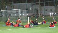 Al Duhail players during a training session. 