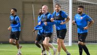 Al Arabi players during a training session ahead of the quarter-final. 