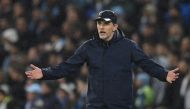 Bayern Munich's German head coach Thomas Tuchel gestures on the touchline during the UEFA Champions League quarter final, first leg football match between Manchester City and Bayern Munich at the Etihad Stadium in Manchester, north-west England, on April 11, 2023. Photo by Oli SCARFF / AFP
