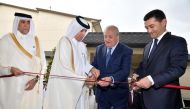 Minister of State for Foreign Affairs H E Sultan bin Saad Al Muraikhi (second left) with Minister of Foreign Affairs of the Republic of Uzbekistan H E Bakhtiyor Saidov and other officials at the event, yesterday.