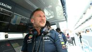 Red Bull Racing Team Principal Christian Horner looks out during the 2023 Miami Formula One Grand Prix at the Miami International Autodrome in Miami Gardens, Florida, on May 7, 2023. Photo by CHANDAN KHANNA / AFP