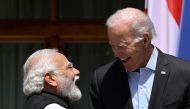 In this June 27, 2022 file photo, US President Joe Biden greets India's Prime Minister Narendra Modi as they arrive to attend the outreach program on at Elmau Castle, southern Germany, during the Group of Seven Summit. (Photo by Tobias Schwarz / AFP)
