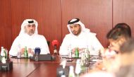 AFC Asian Cup Qatar 2023 CEO Jassim Abdulaziz Al Jassim (right) and LOC’s Director of Marketing and Communications Hassan Rabiah Al Kuwari during the roundtable on the eve of Final Draw.  