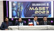 Ideal Indian School officials during the announcement of MASET 2023 Olympiad.