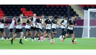 Al Sadd players during a training session on the eve of the final. PICS: Mohamed Farag