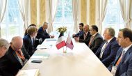 Minister of Municipality H E Dr. Abdullah bin Abdulaziz bin Turki Al Subaie (centre on the right) meeting Minister of Agriculture and Food Sovereignty of France H E Marc Fesneau, in Paris. 